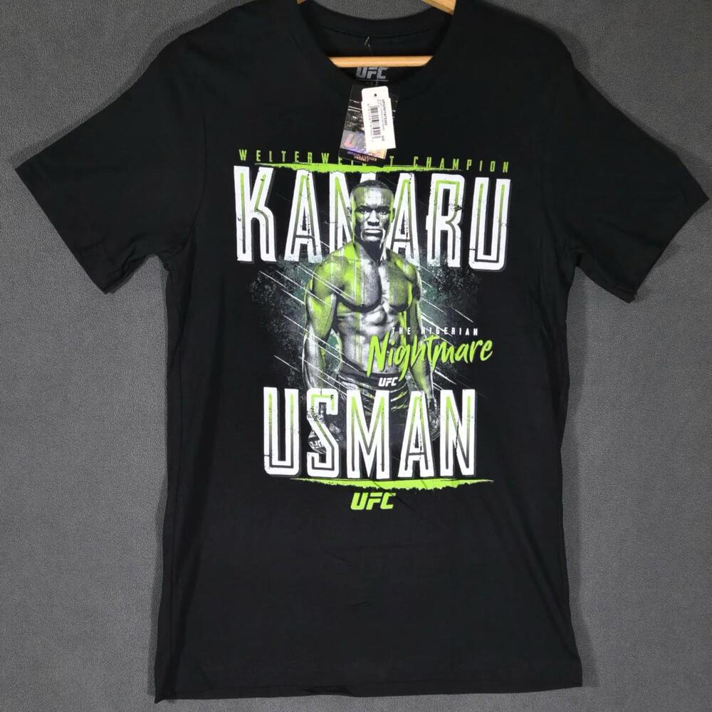 UFC Kamaru Usman Nigerian Nightmare Black Graphic T-Shirt Size M #3 (NWT)